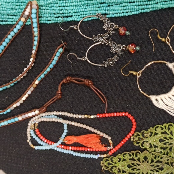 Beaded Turquoise Tassel Boho Jewelry Bundle - Picture 3 of 7